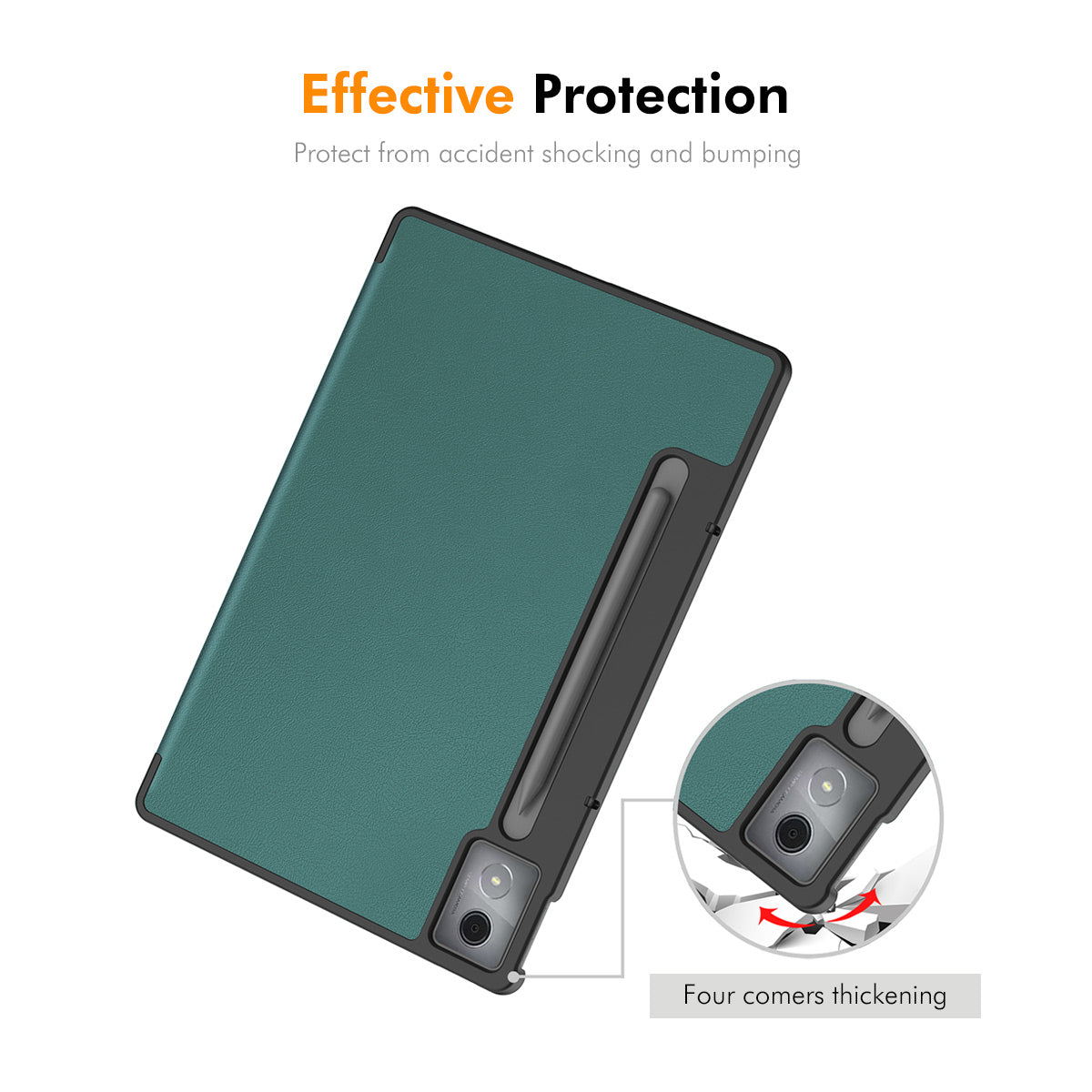 For Samsung Galaxy Tab S9+ / Galaxy Tab S9 FE+ / Galaxy Tab S10+ ENKAY HAT PRINCE Trifold Stand Cover PU Leather+PC Tablet Case - Dark Green