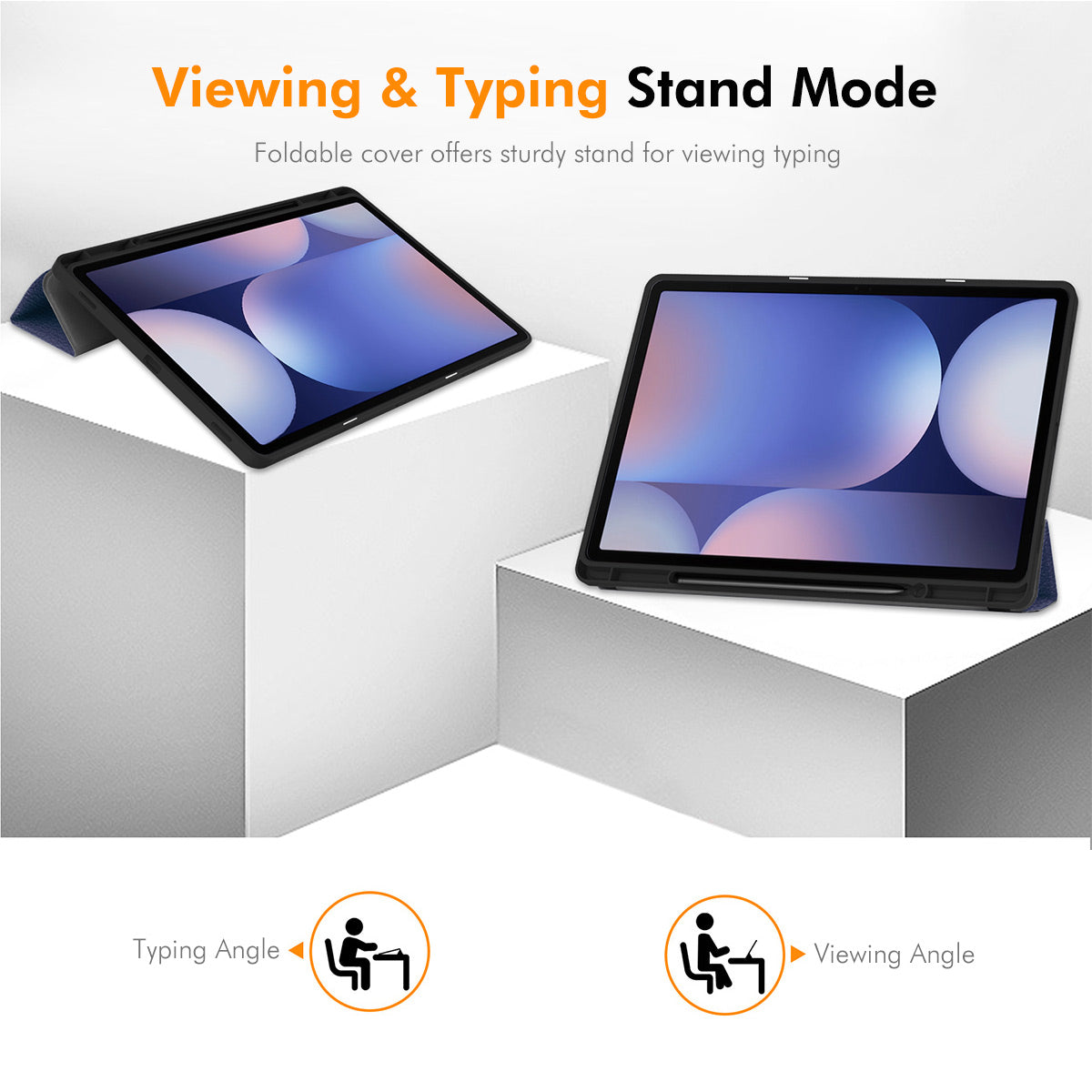For Samsung Galaxy Tab S9+ / Galaxy Tab S9 FE+ / Galaxy Tab S10+ ENKAY Tri-Fold Stand Tablet Case PU Leather+TPU Smart Cover with Pencil Holder - Black