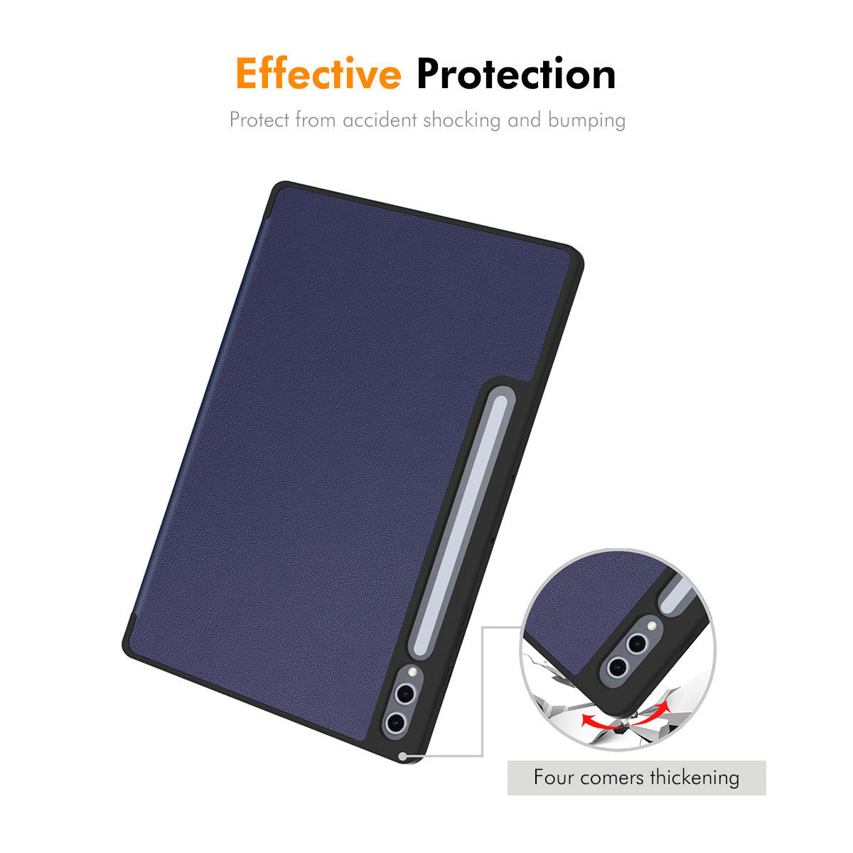 For Samsung Galaxy Tab S9+ / Galaxy Tab S9 FE+ / Galaxy Tab S10+ ENKAY Tri-Fold Stand Tablet Case PU Leather+TPU Smart Cover with Pencil Holder - Black