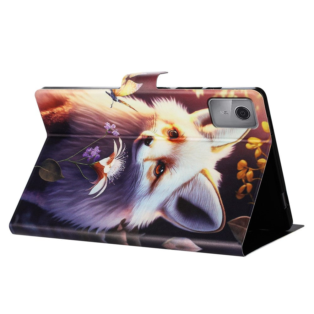 For Lenovo Tab M11 TB-330FU Case Pattern Printed Stand Litchi Texture Leather Tablet Cover with Card Slots - Fox