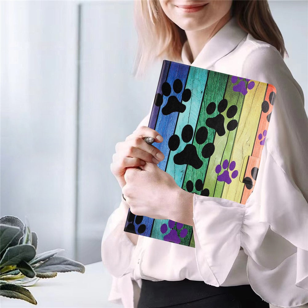 For Lenovo Tab M11 TB-330FU Case Pattern Printed Stand Litchi Texture Leather Tablet Cover with Card Slots - Cat Claw