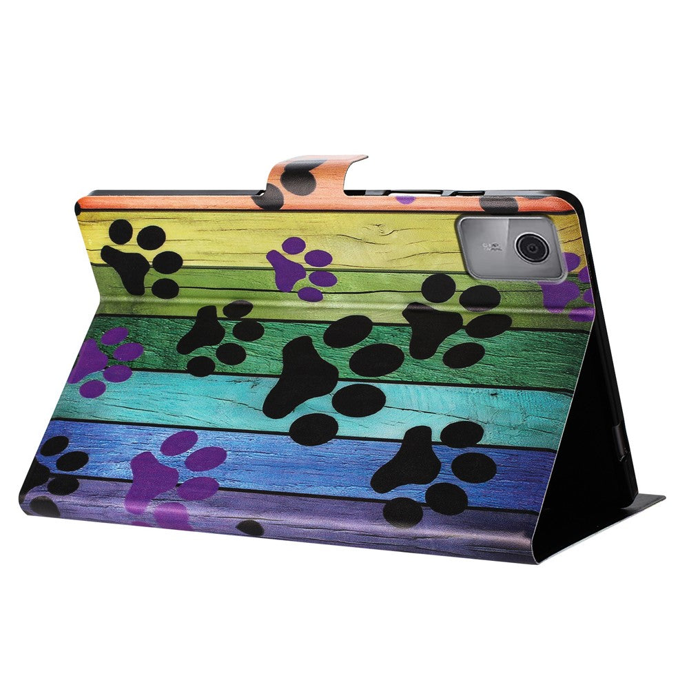 For Lenovo Tab M11 TB-330FU Case Pattern Printed Stand Litchi Texture Leather Tablet Cover with Card Slots - Cat Claw