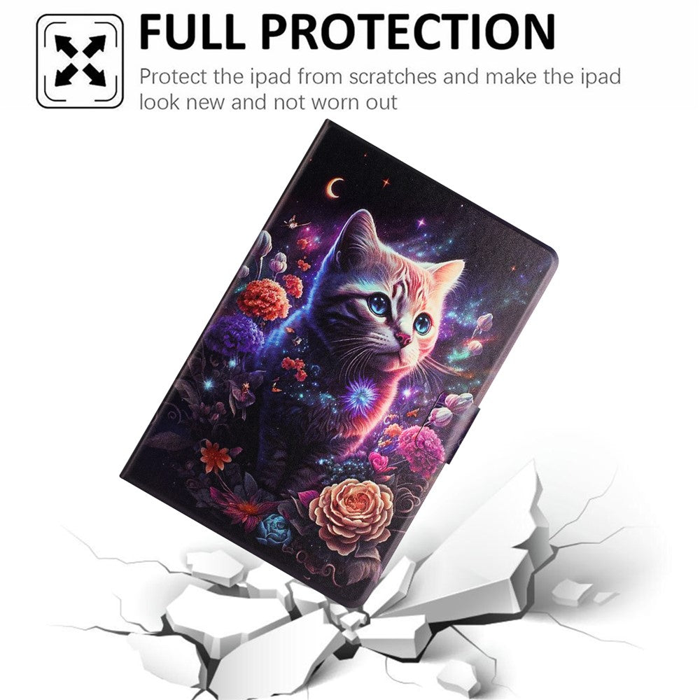 For Lenovo Tab M11 TB-330FU Case Pattern Printed Stand Litchi Texture Leather Tablet Cover with Card Slots - Cat