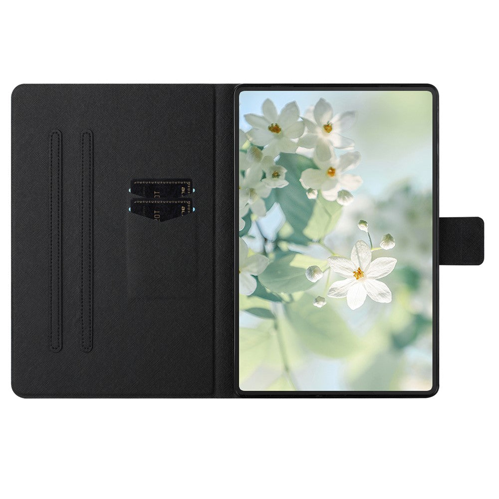 For Lenovo Tab P11 Gen 2 TB-350 Case Pattern Printed Stand Litchi Texture Leather Tablet Cover with Card Slots - Block