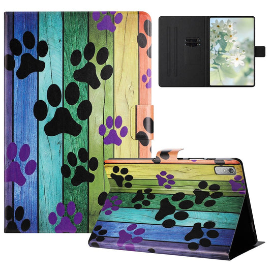 For Lenovo Tab P11 Gen 2 TB-350 Case Pattern Printed Stand Litchi Texture Leather Tablet Cover with Card Slots - Cat Claw