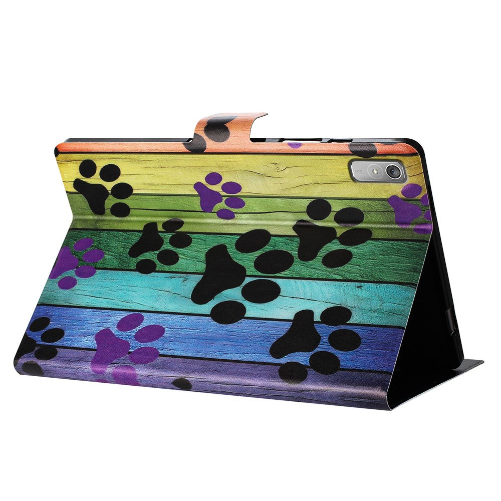 For Lenovo Tab P11 Gen 2 TB-350 Case Pattern Printed Stand Litchi Texture Leather Tablet Cover with Card Slots - Cat Claw