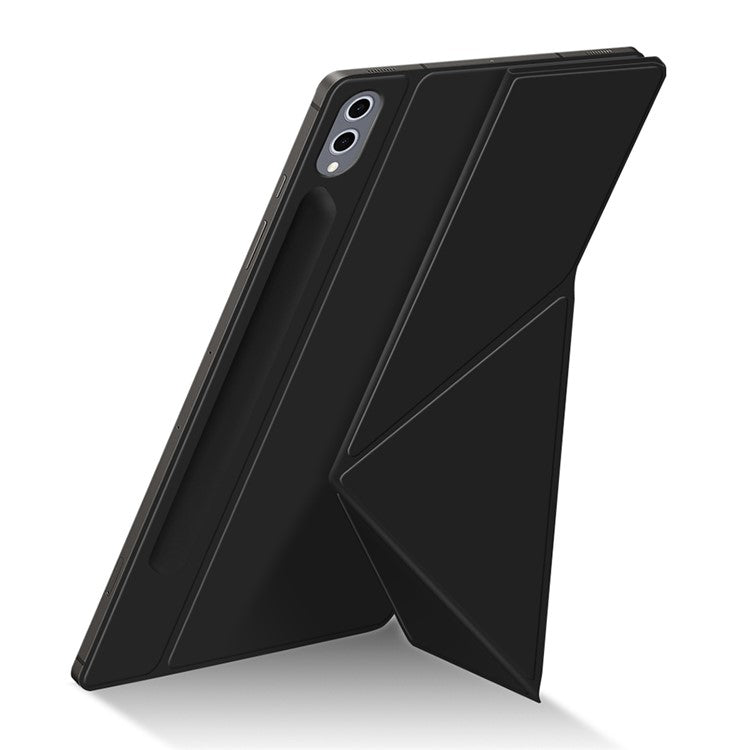 For Samsung Galaxy Tab S10 Ultra Case Origami Stand PU Leather Magnetic Tablet Cover - Black