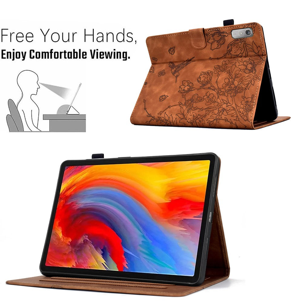 For Lenovo Tab P11 Gen 2 TB-350 / Xiaoxin Pad Plus (2023) Case Card Holder Leather Tablet Cover - Brown