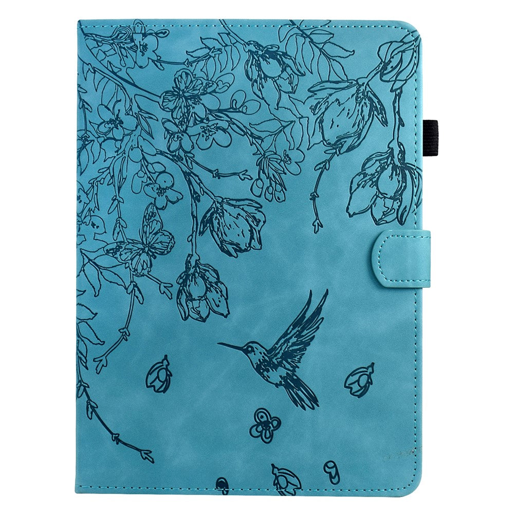 For Lenovo Tab M10 (Gen 3) Case Flower Bird Imprinted Card Holder Leather Tablet Cover - Baby Blue