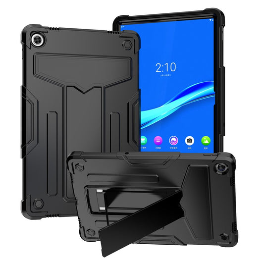 For Lenovo Tab M10 Plus (3rd Gen) / Xiaoxin Pad 2022 10.6 inch T-shaped Kickstand Shockproof Anti-fall PC + Silicone Tablet Case Protective Cover - Black / Black