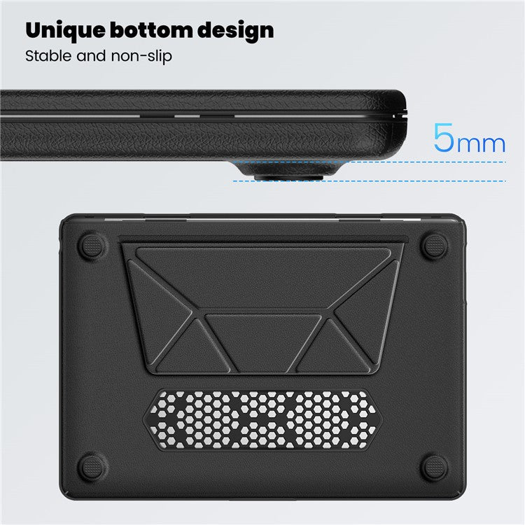 For Macbook Air 15 inch (2025) / (2024) / (2023) (M2 A2941 / M3 A3114) Laptop Case Anti-Slip PC+PU Leather Flip Cover - Black