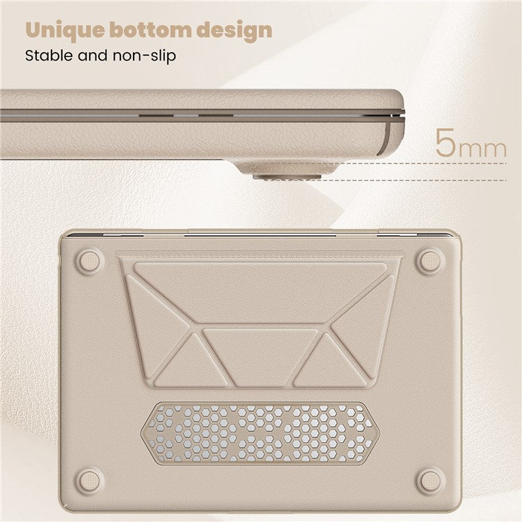 For Macbook Air 15 inch (2025) / (2024) / (2023) (M2 A2941 / M3 A3114) Laptop Case Anti-Slip PC+PU Leather Flip Cover - Gold