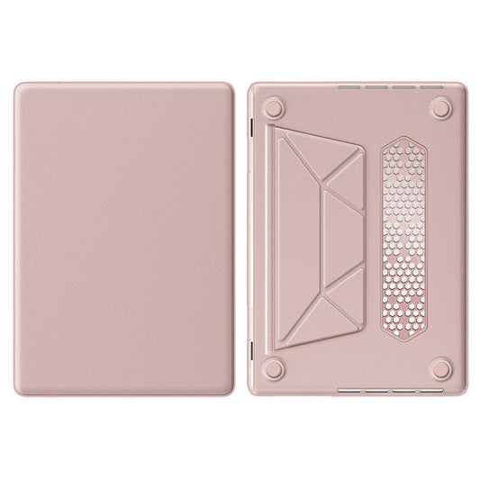 For MacBook Pro 16 inch (2024) / (2023) / (2021) A2485 M1 Pro / M1 Max / A2780 / M3 A2991 Laptop Case Anti-Slip PC+PU Leather Flip Cover - Pink
