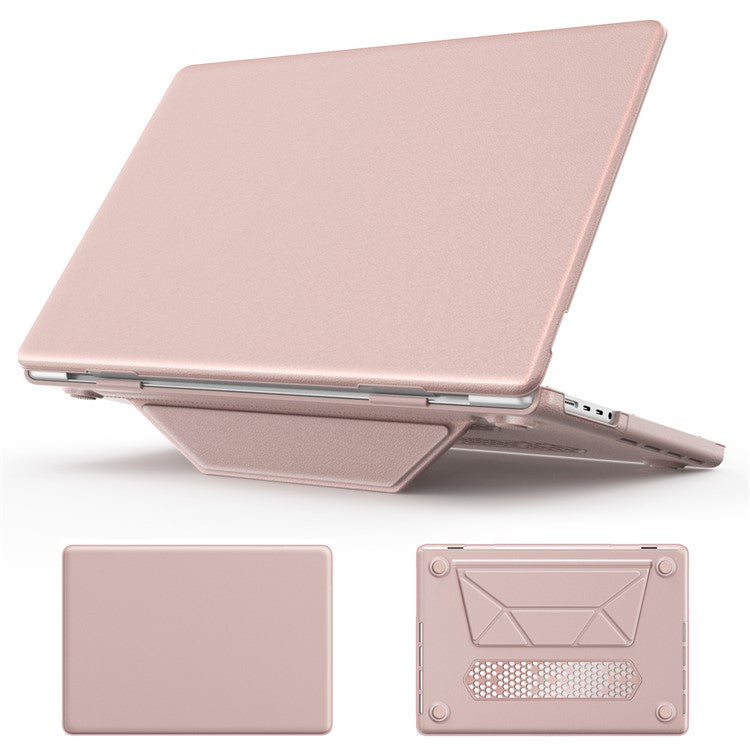 For MacBook Pro 16 inch (2024) / (2023) / (2021) A2485 M1 Pro / M1 Max / A2780 / M3 A2991 Laptop Case Anti-Slip PC+PU Leather Flip Cover - Pink