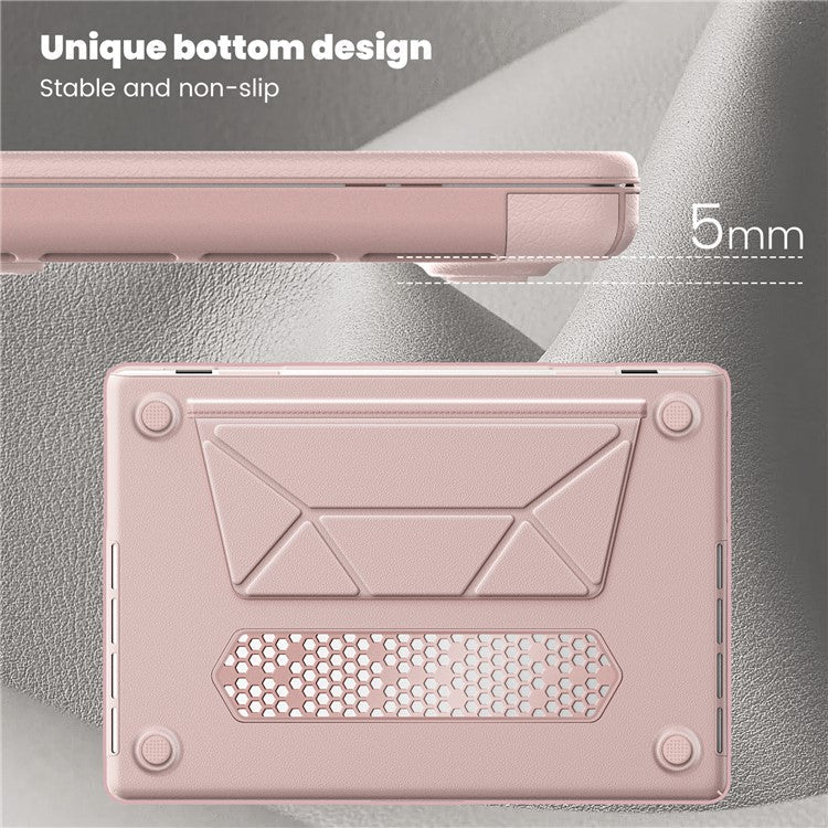 For MacBook Pro 16 inch (2024) / (2023) / (2021) A2485 M1 Pro / M1 Max / A2780 / M3 A2991 Laptop Case Anti-Slip PC+PU Leather Flip Cover - Pink