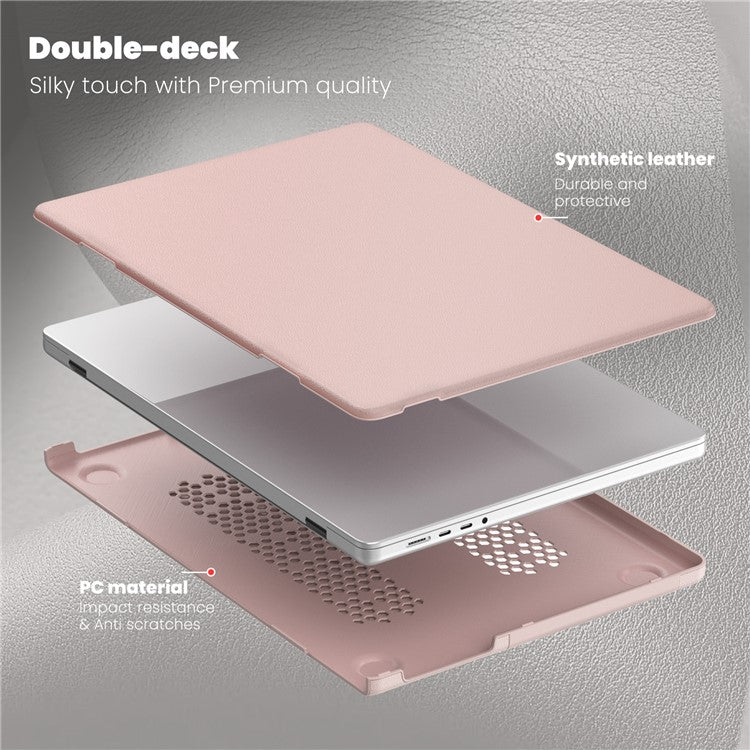 For MacBook Pro 16 inch (2024) / (2023) / (2021) A2485 M1 Pro / M1 Max / A2780 / M3 A2991 Laptop Case Anti-Slip PC+PU Leather Flip Cover - Pink