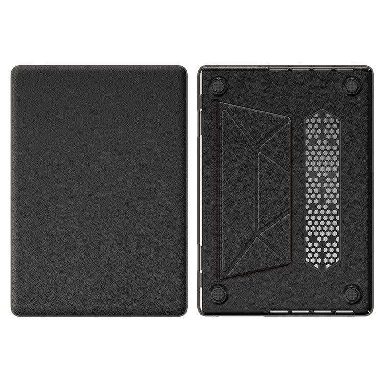 For MacBook Pro 16 inch (2024) / (2023) / (2021) A2485 M1 Pro / M1 Max / A2780 / M3 A2991 Laptop Case Anti-Slip PC+PU Leather Flip Cover - Black