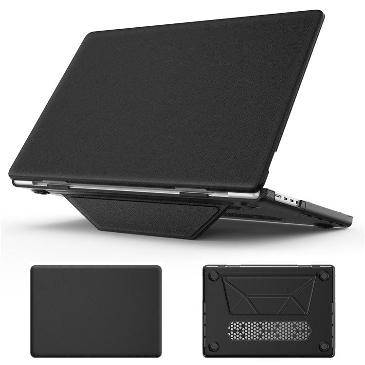 For MacBook Pro 16 inch (2024) / (2023) / (2021) A2485 M1 Pro / M1 Max / A2780 / M3 A2991 Laptop Case Anti-Slip PC+PU Leather Flip Cover - Black