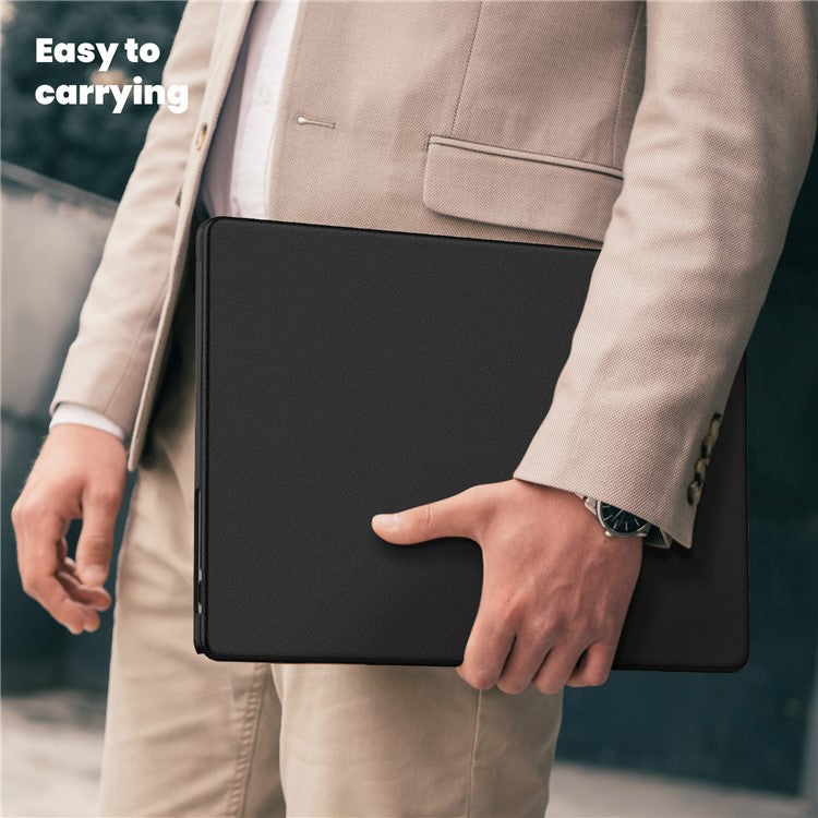 For MacBook Pro 16 inch (2024) / (2023) / (2021) A2485 M1 Pro / M1 Max / A2780 / M3 A2991 Laptop Case Anti-Slip PC+PU Leather Flip Cover - Black
