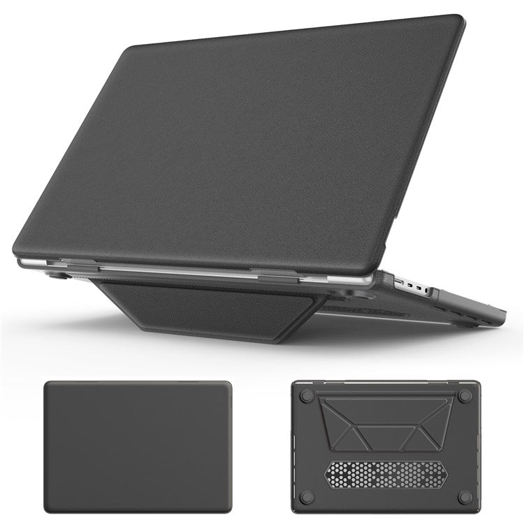 For MacBook Pro 16 inch (2024) / (2023) / (2021) A2485 M1 Pro / M1 Max / A2780 / M3 A2991 Laptop Case Anti-Slip PC+PU Leather Flip Cover - Grey