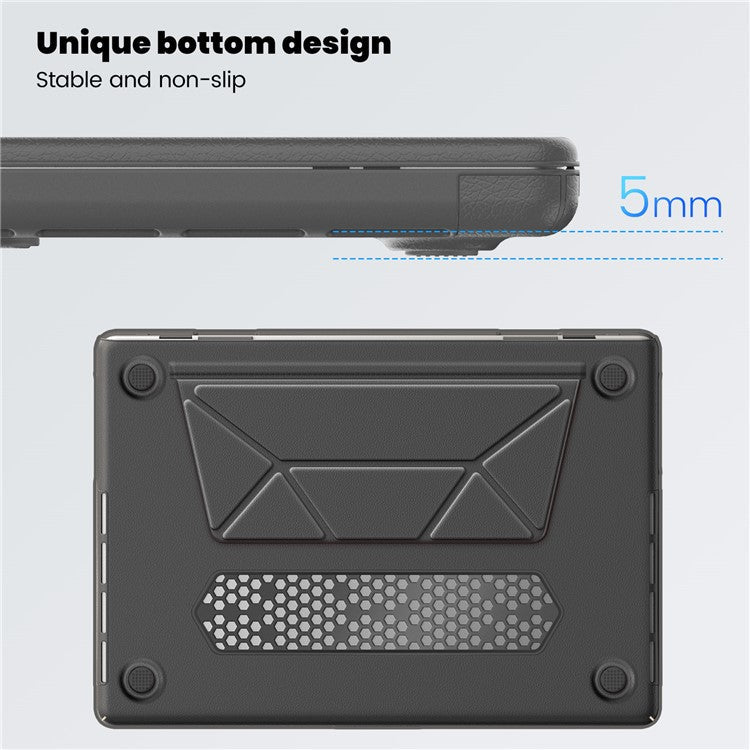 For MacBook Pro 16 inch (2024) / (2023) / (2021) A2485 M1 Pro / M1 Max / A2780 / M3 A2991 Laptop Case Anti-Slip PC+PU Leather Flip Cover - Grey