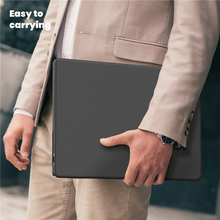 For MacBook Pro 16 inch (2024) / (2023) / (2021) A2485 M1 Pro / M1 Max / A2780 / M3 A2991 Laptop Case Anti-Slip PC+PU Leather Flip Cover - Grey