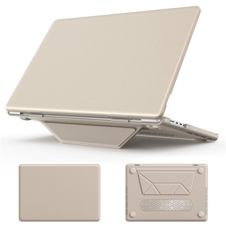 For MacBook Pro 16 inch (2024) / (2023) / (2021) A2485 M1 Pro / M1 Max / A2780 / M3 A2991 Laptop Case Anti-Slip PC+PU Leather Flip Cover - Gold
