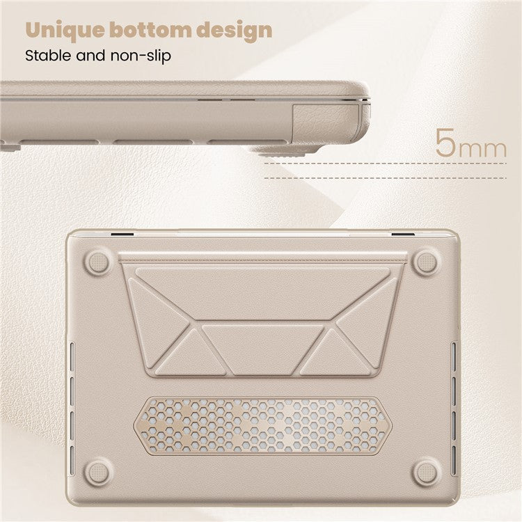 For MacBook Pro 16 inch (2024) / (2023) / (2021) A2485 M1 Pro / M1 Max / A2780 / M3 A2991 Laptop Case Anti-Slip PC+PU Leather Flip Cover - Gold