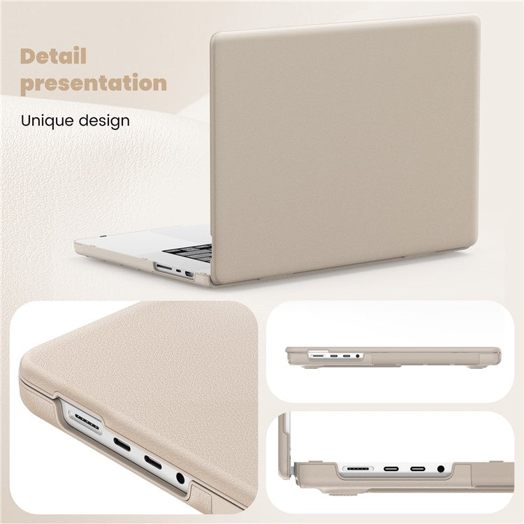For MacBook Pro 16 inch (2024) / (2023) / (2021) A2485 M1 Pro / M1 Max / A2780 / M3 A2991 Laptop Case Anti-Slip PC+PU Leather Flip Cover - Gold