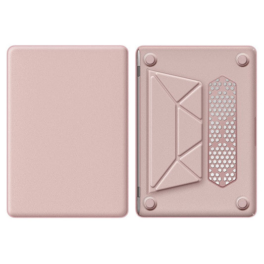 For MacBook Air 13 inch (2020) / (2018) A2337 M1 A2179 A1932 Laptop Case Anti-Slip PC+PU Leather Flip Cover - Pink