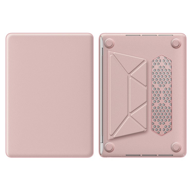 For MacBook Pro 13 inch (2022) / (2020) / (2018) M1 / M2 A2289 A2251 A2159 A1989 A1706 A1708 Laptop Case Anti-Slip PC+PU Leather Flip Cover - Pink