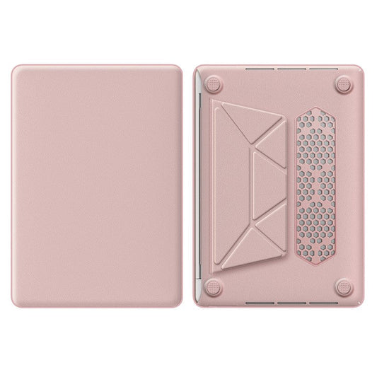 For MacBook Pro 13 inch (2022) / (2020) / (2018) M1 / M2 A2289 A2251 A2159 A1989 A1706 A1708 Laptop Case Anti-Slip PC+PU Leather Flip Cover - Pink