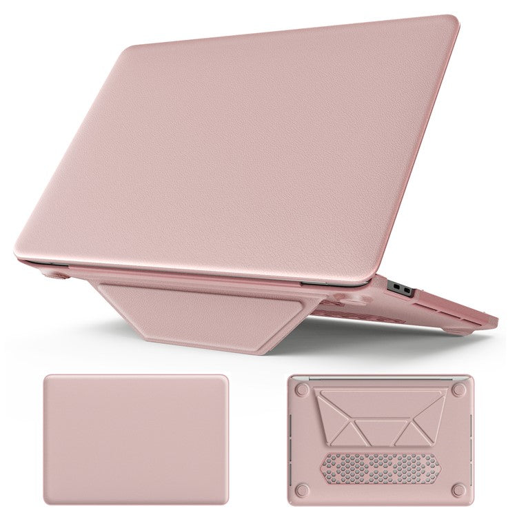 For MacBook Pro 13 inch (2022) / (2020) / (2018) M1 / M2 A2289 A2251 A2159 A1989 A1706 A1708 Laptop Case Anti-Slip PC+PU Leather Flip Cover - Pink