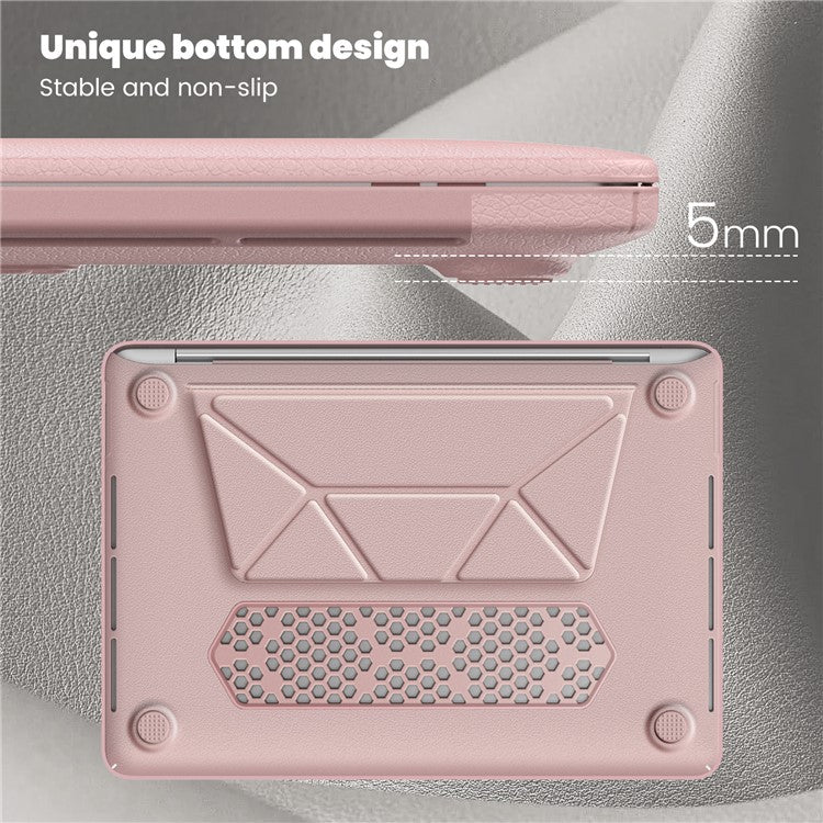 For MacBook Pro 13 inch (2022) / (2020) / (2018) M1 / M2 A2289 A2251 A2159 A1989 A1706 A1708 Laptop Case Anti-Slip PC+PU Leather Flip Cover - Pink