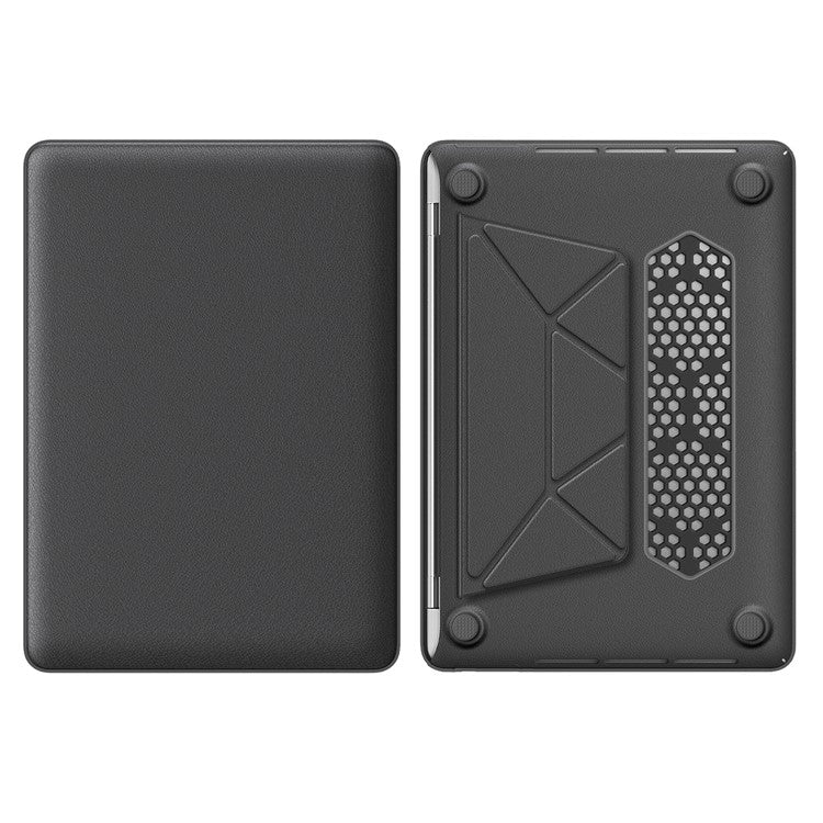 For MacBook Pro 13 inch (2022) / (2020) / (2018) M1 / M2 A2289 A2251 A2159 A1989 A1706 A1708 Laptop Case Anti-Slip PC+PU Leather Flip Cover - Grey
