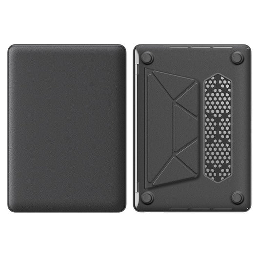 For MacBook Pro 13 inch (2022) / (2020) / (2018) M1 / M2 A2289 A2251 A2159 A1989 A1706 A1708 Laptop Case Anti-Slip PC+PU Leather Flip Cover - Grey