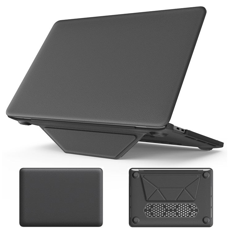 For MacBook Pro 13 inch (2022) / (2020) / (2018) M1 / M2 A2289 A2251 A2159 A1989 A1706 A1708 Laptop Case Anti-Slip PC+PU Leather Flip Cover - Grey