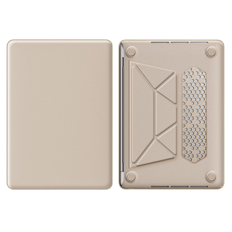 For MacBook Pro 13 inch (2022) / (2020) / (2018) M1 / M2 A2289 A2251 A2159 A1989 A1706 A1708 Laptop Case Anti-Slip PC+PU Leather Flip Cover - Gold
