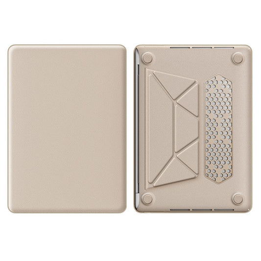 For MacBook Pro 13 inch (2022) / (2020) / (2018) M1 / M2 A2289 A2251 A2159 A1989 A1706 A1708 Laptop Case Anti-Slip PC+PU Leather Flip Cover - Gold