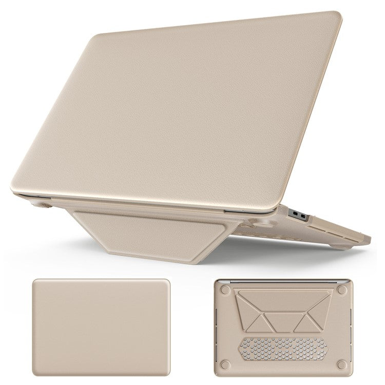 For MacBook Pro 13 inch (2022) / (2020) / (2018) M1 / M2 A2289 A2251 A2159 A1989 A1706 A1708 Laptop Case Anti-Slip PC+PU Leather Flip Cover - Gold