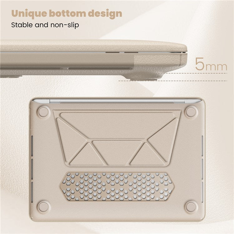 For MacBook Pro 13 inch (2022) / (2020) / (2018) M1 / M2 A2289 A2251 A2159 A1989 A1706 A1708 Laptop Case Anti-Slip PC+PU Leather Flip Cover - Gold