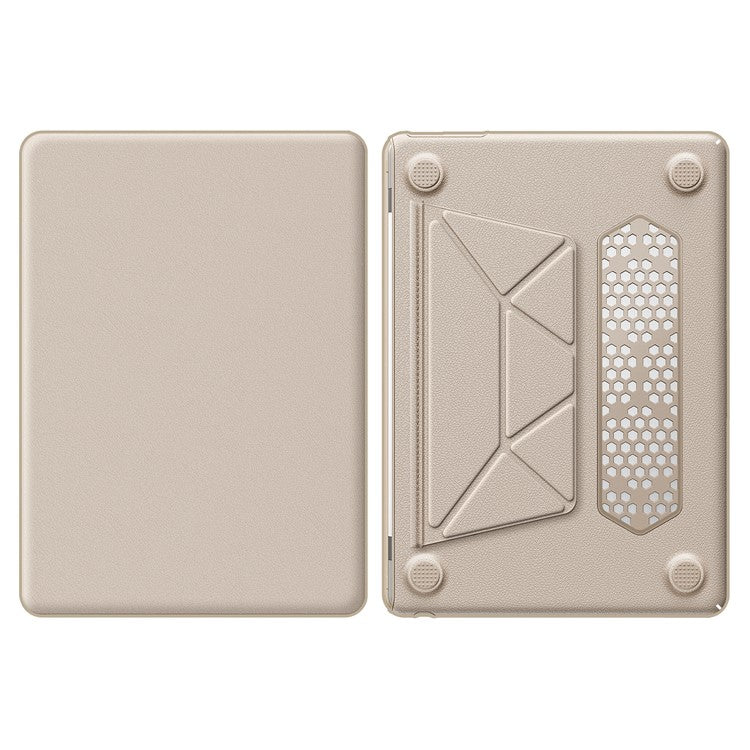 For MacBook Air 13 inch (2025) / (2024) M3 A3113 / (2022) M2 A2681 Laptop Case Anti-Slip PC+PU Leather Flip Cover - Gold