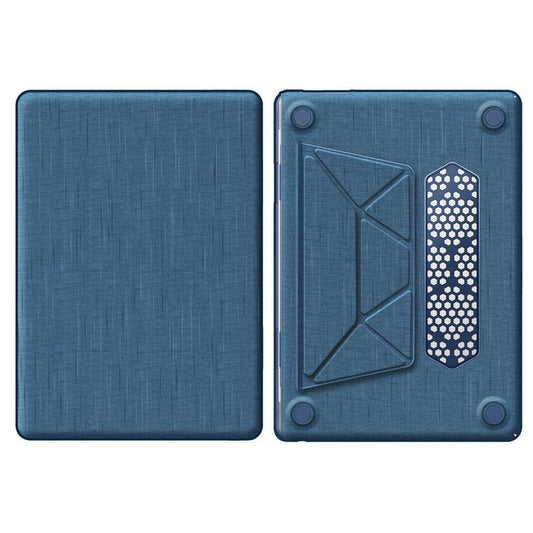 For Macbook Air 15 inch (2025) / (2024) M3 A3114 / (2023) M2 A2941 Laptop Case Anti-Slip PC+Cloth Flip Cover - Navy Blue