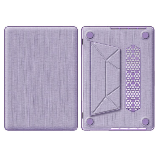 For MacBook Pro 16 inch (2024) / (2023) / (2021) A2485 M1 Pro  /  M1 Max / A2780 / M3 A2991 Laptop Case Anti-Slip PC+Cloth Flip Cover - Purple