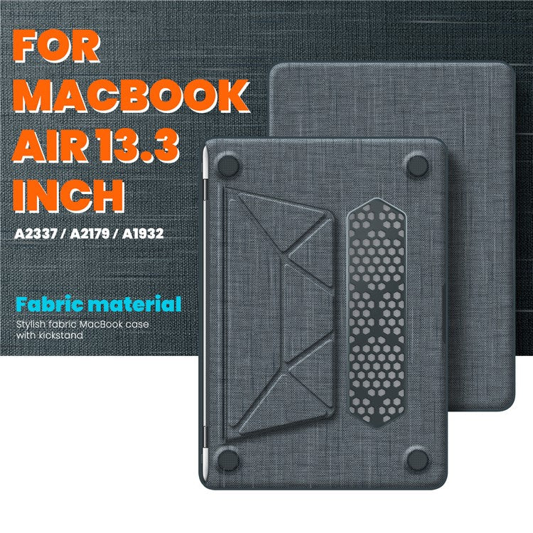 For MacBook Air 13 inch (2020) / (2018) A2337 M1 A2179 A1932 Laptop Case Anti-Slip PC+Cloth Flip Cover - Grey