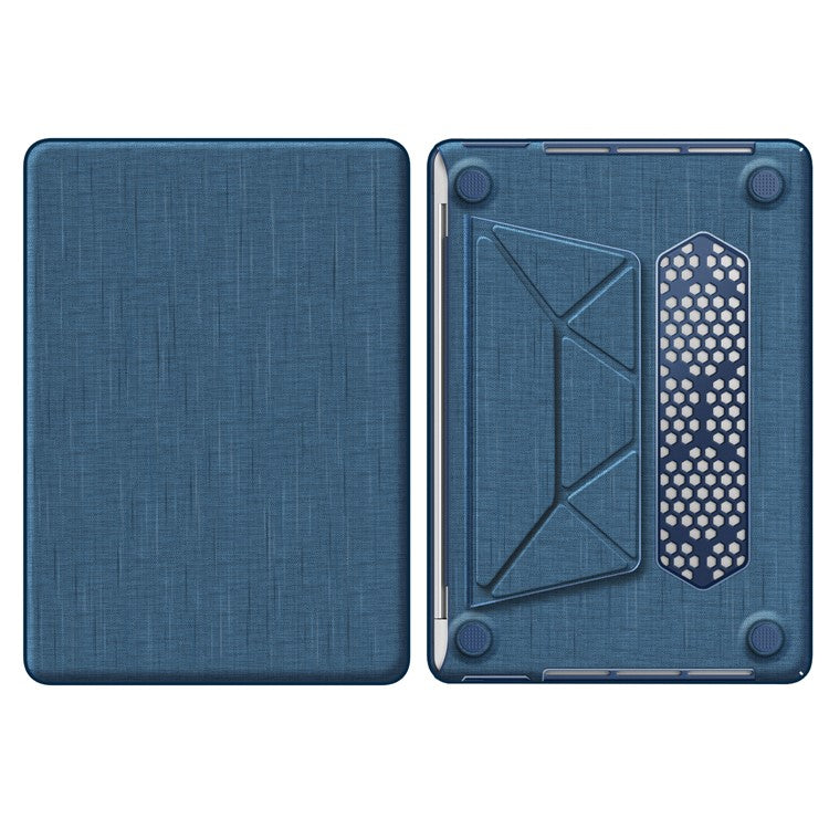 For MacBook Pro 13 inch (2022) / (2020) / (2018) A2338 M1 / M2 A2289 A2251 A2159 A1989 A1706 A1708 Laptop Case Anti-Slip PC+Cloth Flip Cover - Navy Blue