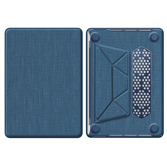 For MacBook Pro 13 inch (2022) / (2020) / (2018) A2338 M1 / M2 A2289 A2251 A2159 A1989 A1706 A1708 Laptop Case Anti-Slip PC+Cloth Flip Cover - Navy Blue