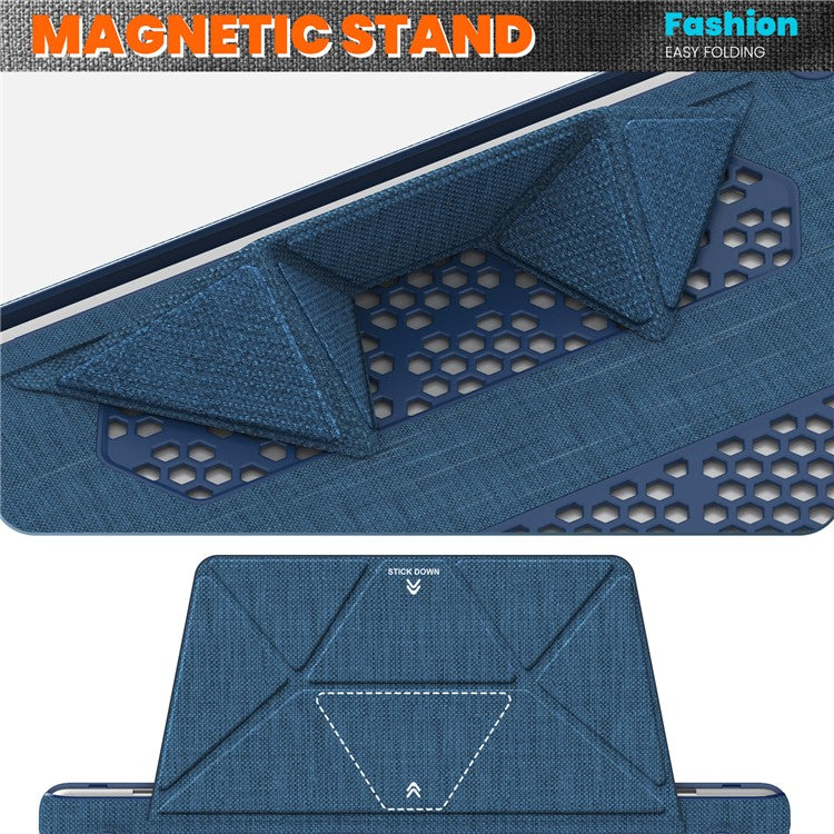 For MacBook Pro 13 inch (2022) / (2020) / (2018) A2338 M1 / M2 A2289 A2251 A2159 A1989 A1706 A1708 Laptop Case Anti-Slip PC+Cloth Flip Cover - Navy Blue