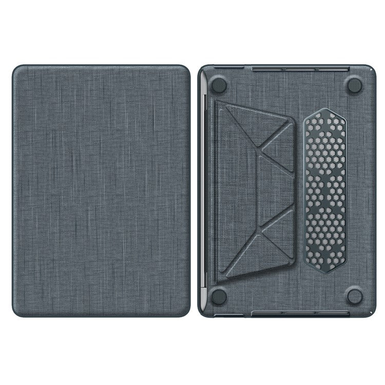 For MacBook Pro 13 inch (2022) / (2020) / (2018) A2338 M1 / M2 A2289 A2251 A2159 A1989 A1706 A1708 Laptop Case Anti-Slip PC+Cloth Flip Cover - Grey