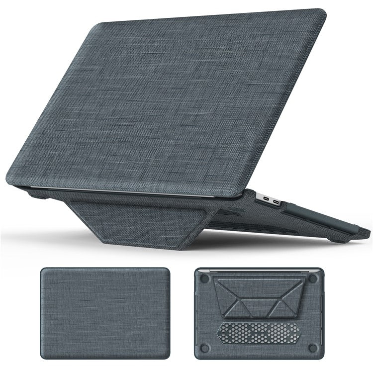 For MacBook Pro 13 inch (2022) / (2020) / (2018) A2338 M1 / M2 A2289 A2251 A2159 A1989 A1706 A1708 Laptop Case Anti-Slip PC+Cloth Flip Cover - Grey